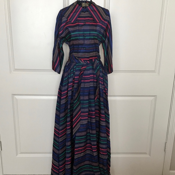 Flobert Dresses & Skirts - VTG 1940's Flobert Striped Maxi Dress Gown XS